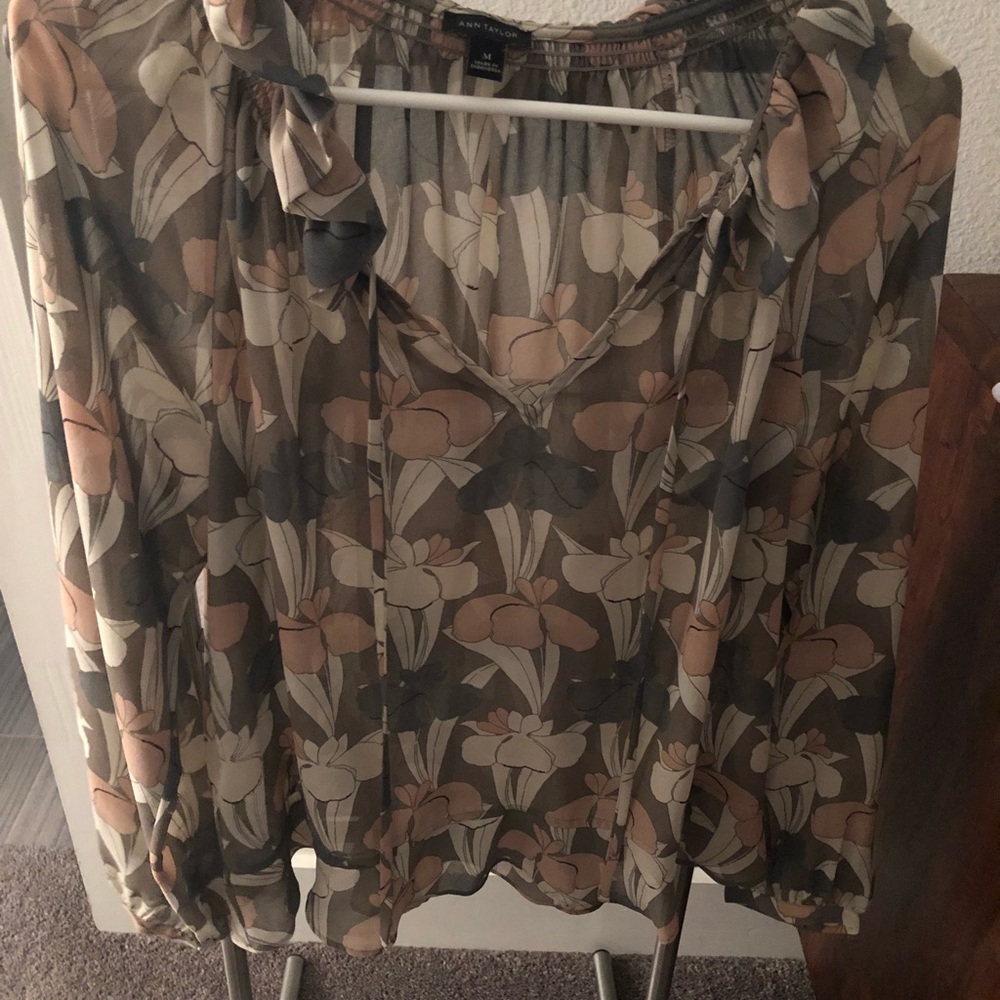 Ann Taylor Sheer Long Sleeved Blouse